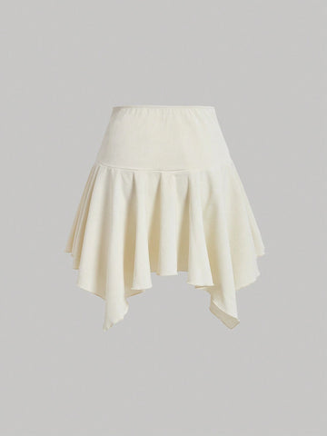 MOD Women's Asymmetrical Drawstring Waist Skirt With Uneven Hem