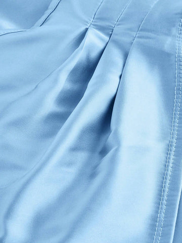 MOD Women's Autumn Solid Color Pleated Back Twist Lantern Sleeve Elegant Blouse