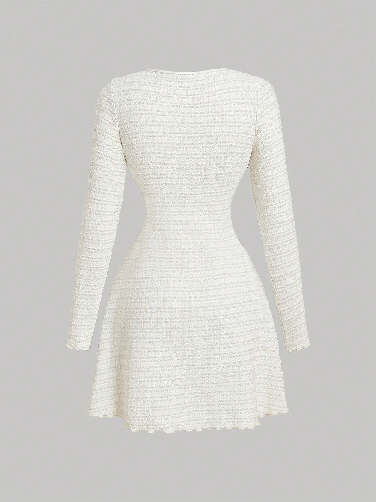 Women's Bow Decor, Red Retro Christmas Knit Long Sleeve Mini Dress,New Year Eve