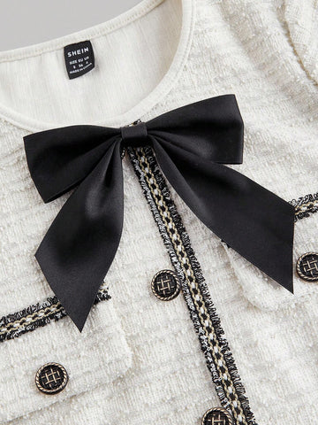 Women's Bow Decor, Red Retro Christmas Knit Long Sleeve Mini Dress,New Year Eve