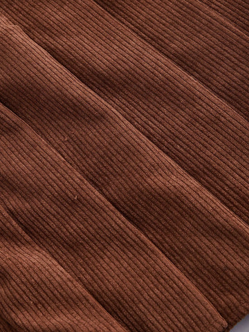 MOD Women's Brown Front Pleated Metallic Buckle Decor Skirt