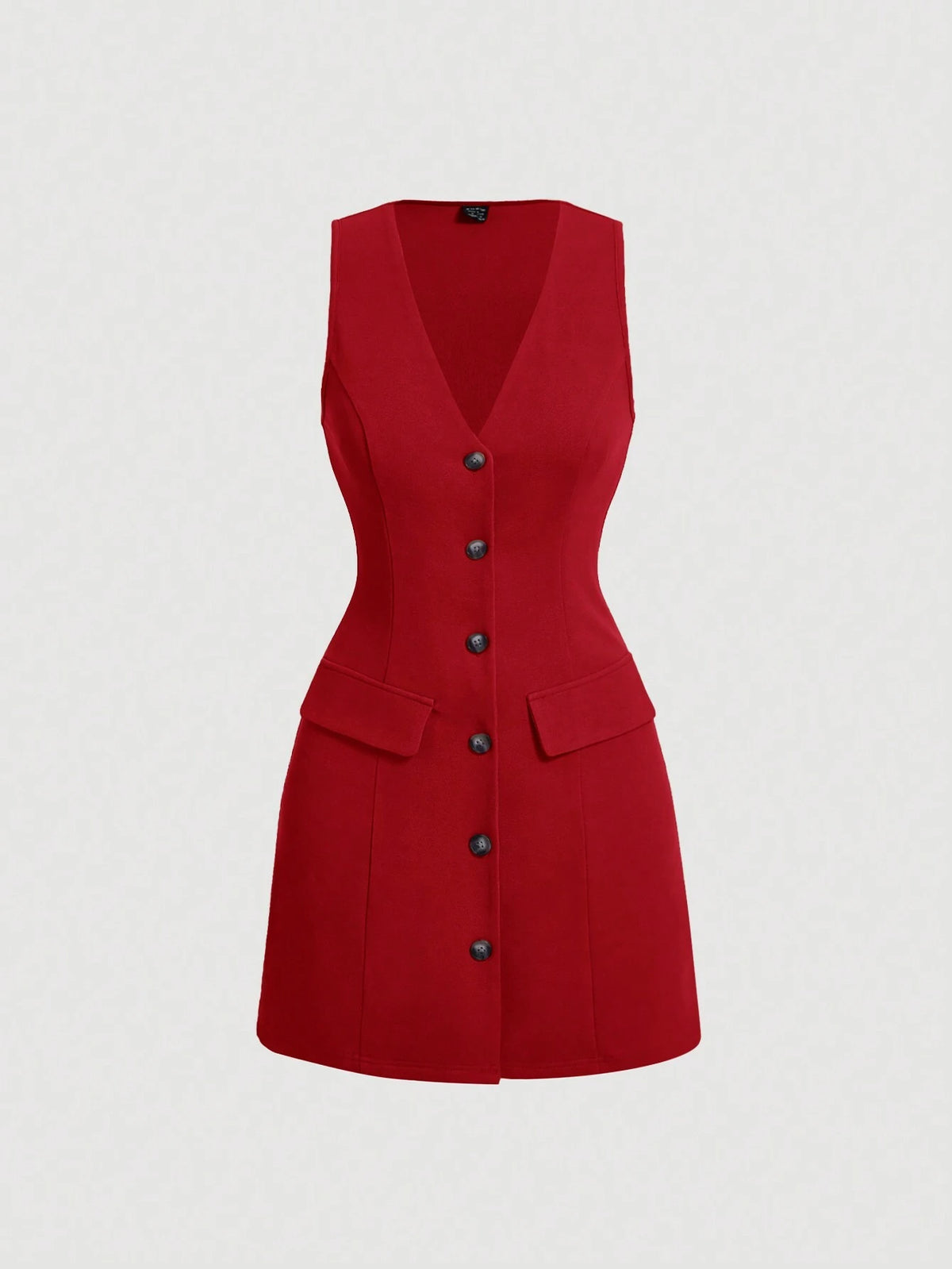 Women's Casual Solid Color Front Button Sleeveless Dress, Autumn