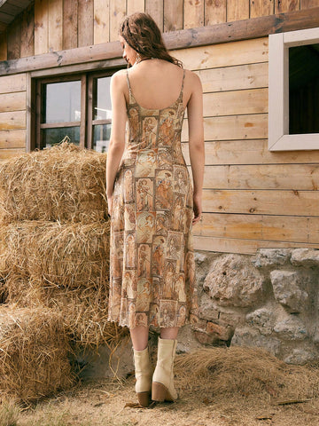 Women's Character Printed Spaghetti Strap Dress