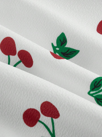 Women's Cherry Print Halter Neck Tank Top And Skirt Set