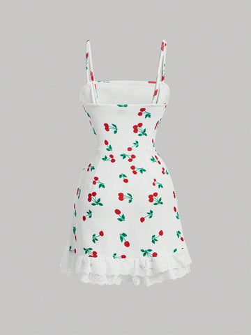 MOD Women's Cherry Print Spaghetti Strap Dress