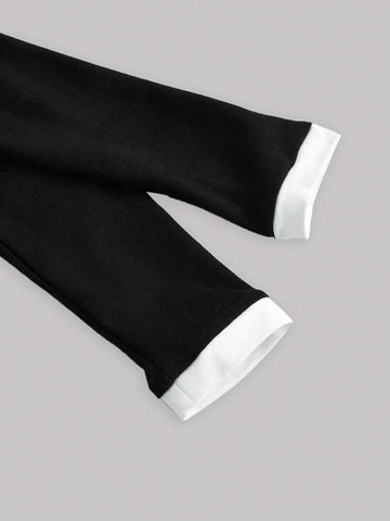 Women's Color Block White Belted Tennis T-Shirt Dress, Back To School Long Sleeve Knit Dress,Fall Women Dresses,Homecoming Dress Short,Navy Blue Dress