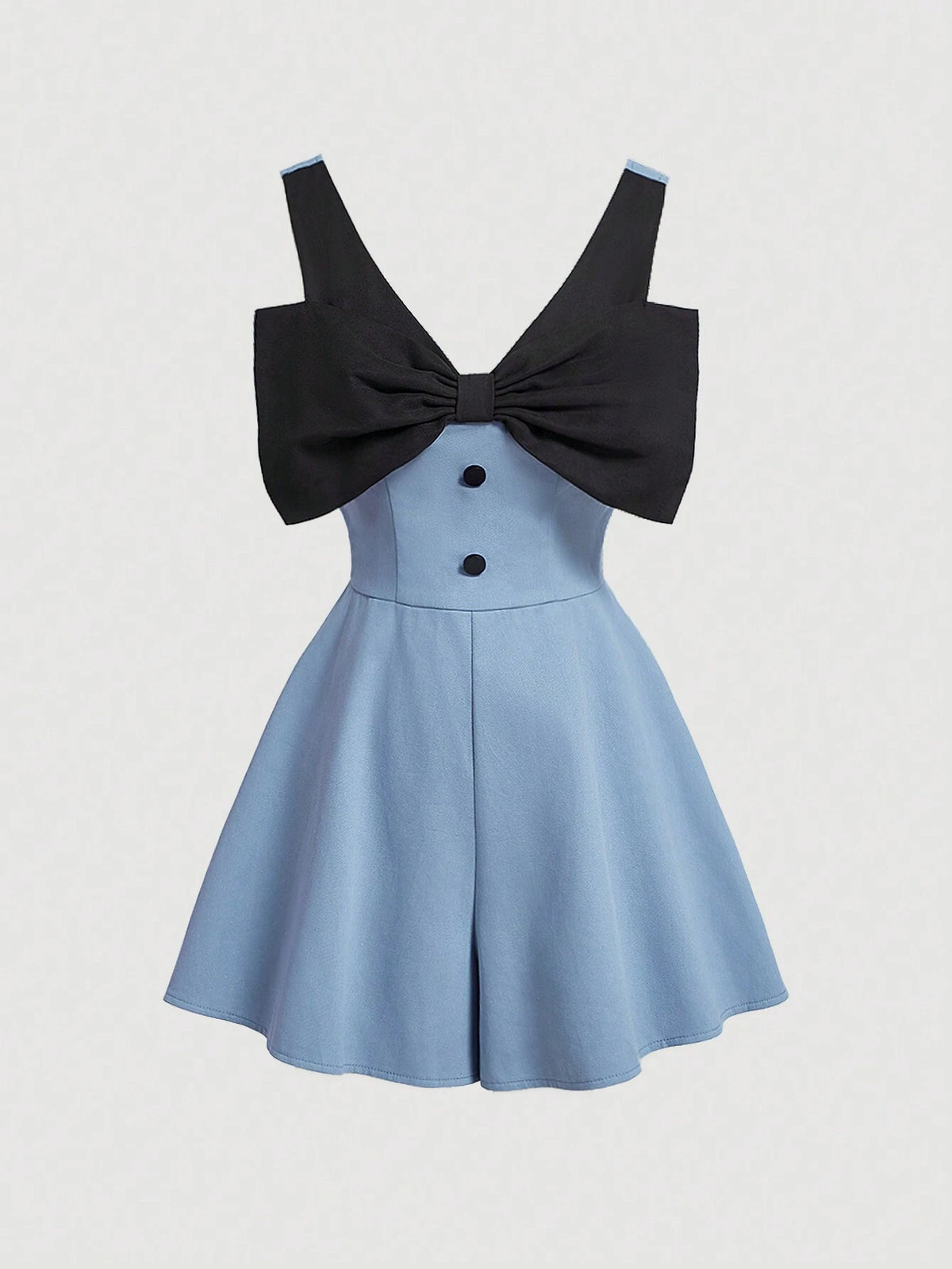 Women's Color Blocked Jumpsuit With Bowknot