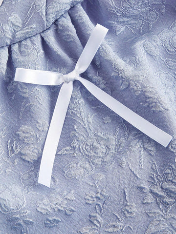 Women's Colorblock Bow Floral Jacquard Cropped Cami Dress, Elegant