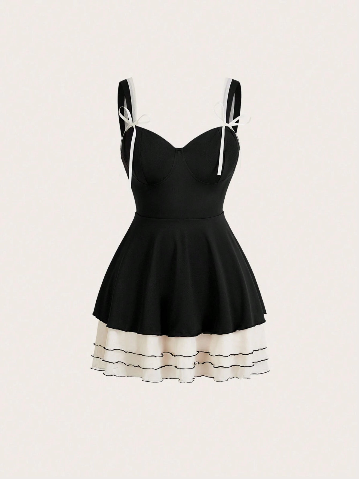 Women's Colorblock Layered Spaghetti Strap Sleeveless Summer Dress