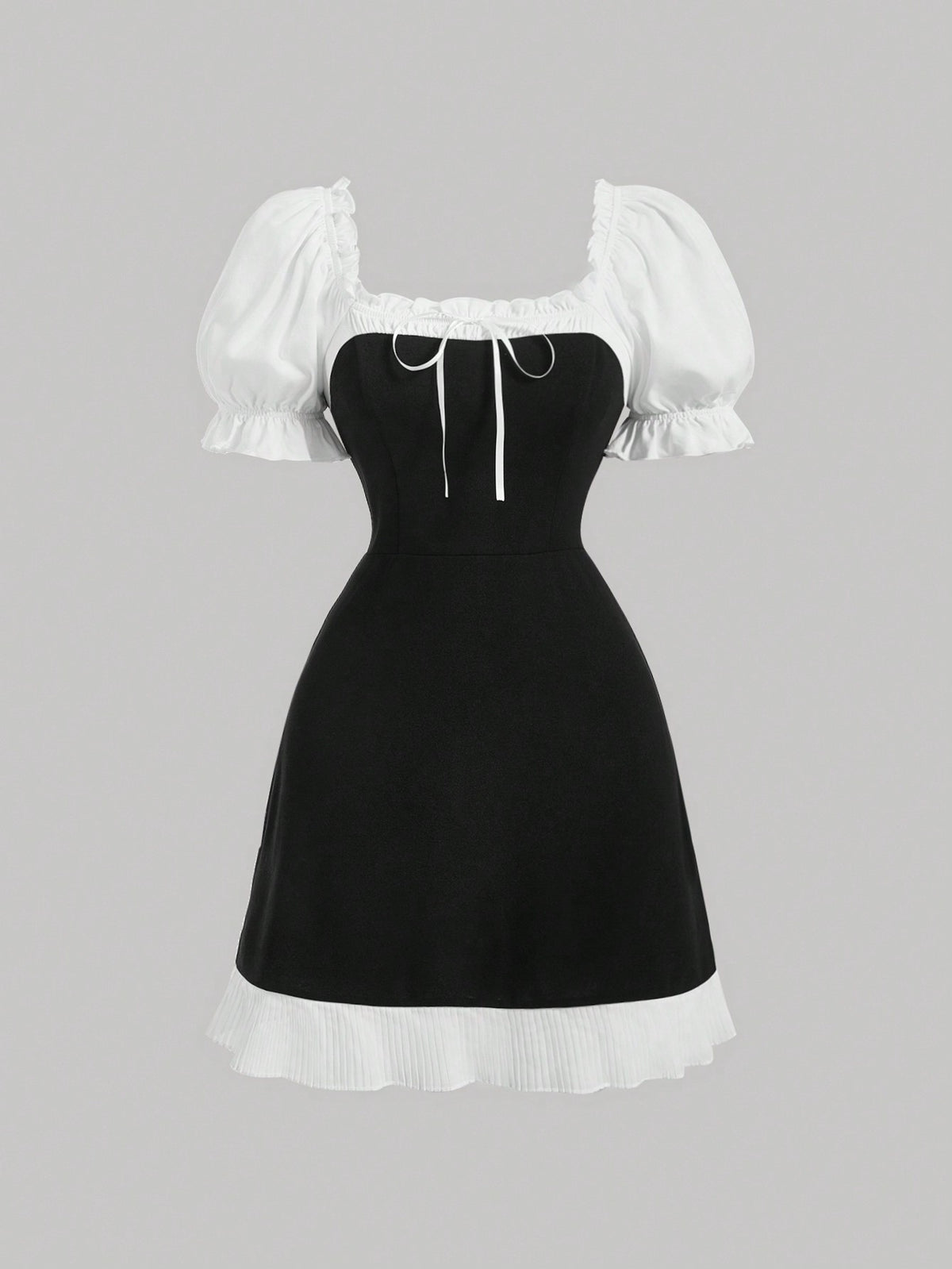 MOD Women's Contrast Trim Frill Detail Tie Waist Dress