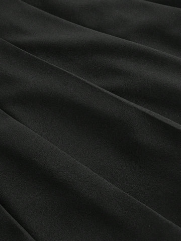 Women's Contrasting Bow Tie Shoulder Cutout Mini Dress, Black, Back-To-School, Date Night