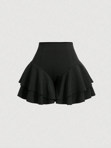 MOD Women's Double Layer Ruffle Hem Shorts