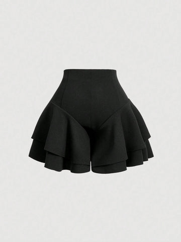 MOD Women's Double Layer Ruffle Hem Shorts
