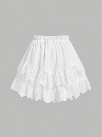 MOD Women's Elastic Waist Double Layer Ruffle Hem Skirt