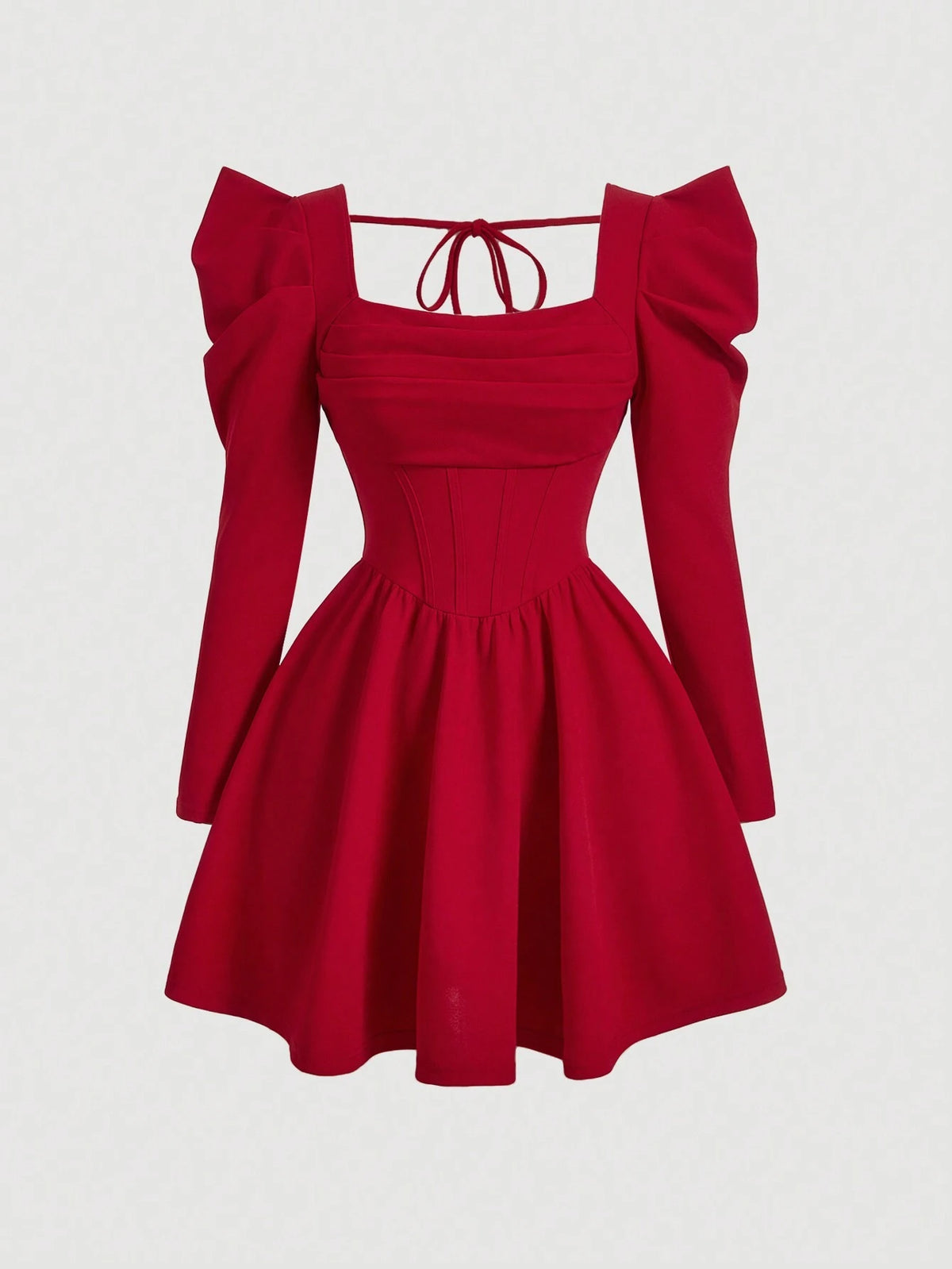 Women's Elegant Red Gigot Sleeve Dress, For New Year Party,Christmas Party Dresses New Year's