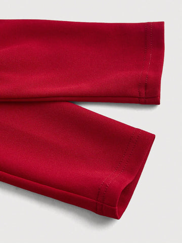 Women's Elegant Red Gigot Sleeve Dress, For New Year Party,Christmas Party Dresses New Year's