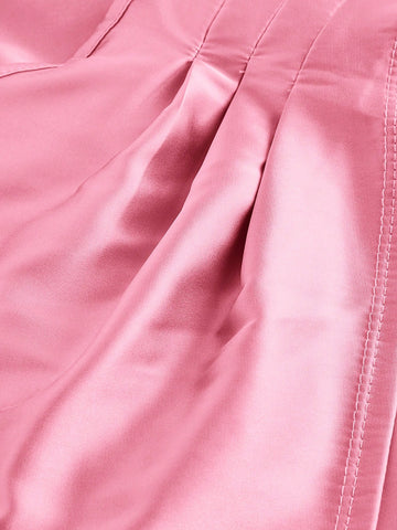 MOD Women's Elegant Solid Color Lantern Sleeve Tie-Front Wrap Blouse, Autumn