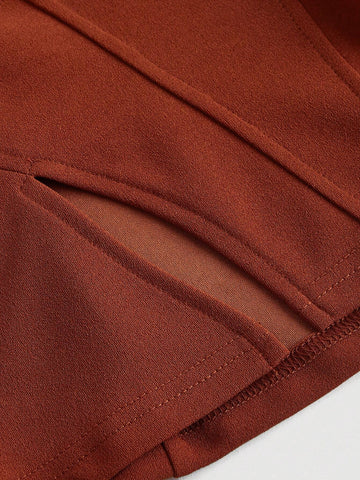 MOD Women's Elegant Striped Print Lantern Sleeve 2 In 1 With Waist Band Blouse, Spring/Autumn