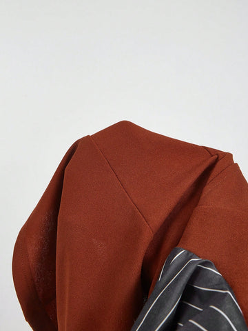 MOD Women's Elegant Striped Print Lantern Sleeve 2 In 1 With Waist Band Blouse, Spring/Autumn