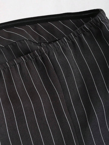 Women's Fashion Vertical Striped Strapless Dress