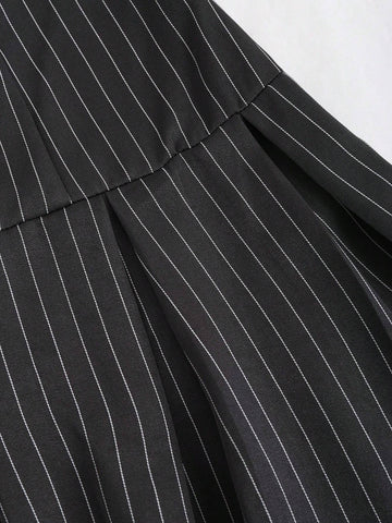 Women's Fashion Vertical Striped Strapless Dress