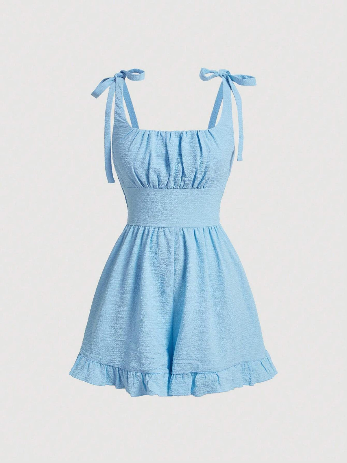 Women's Fashionable Solid Color Ruffle Hem Pleated Jumpsuit