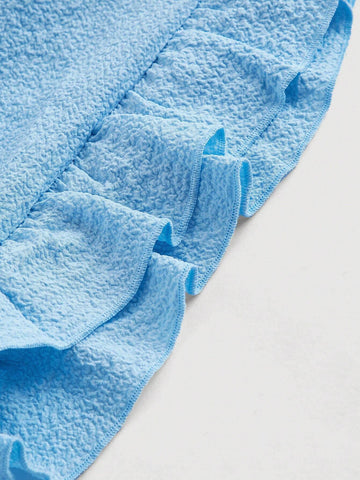 Women's Fashionable Solid Color Ruffle Hem Pleated Jumpsuit