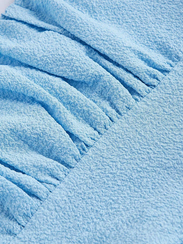 Women's Fashionable Solid Color Ruffle Hem Pleated Jumpsuit