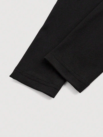 Women's Fitted Red And Black Color Block Long Sleeve T-Shirt