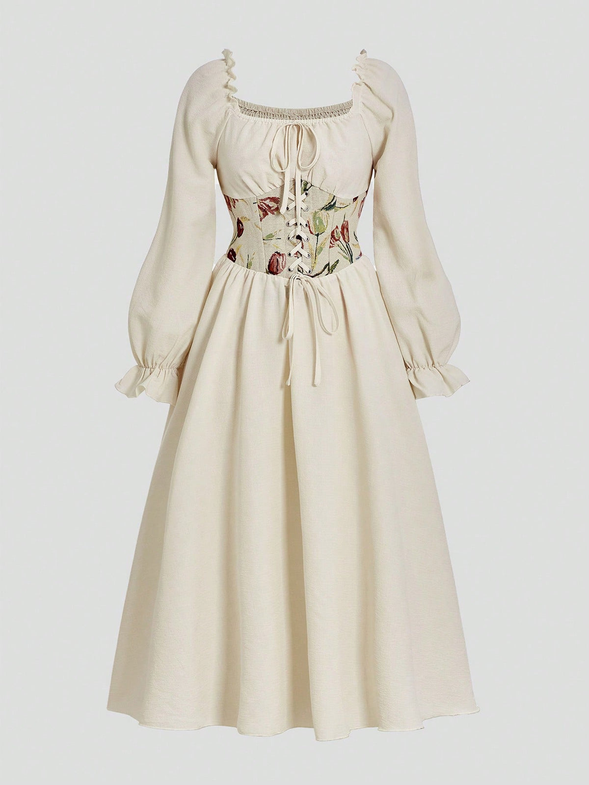 MOD Women's Floral Patchwork Drawstring Waist Dress