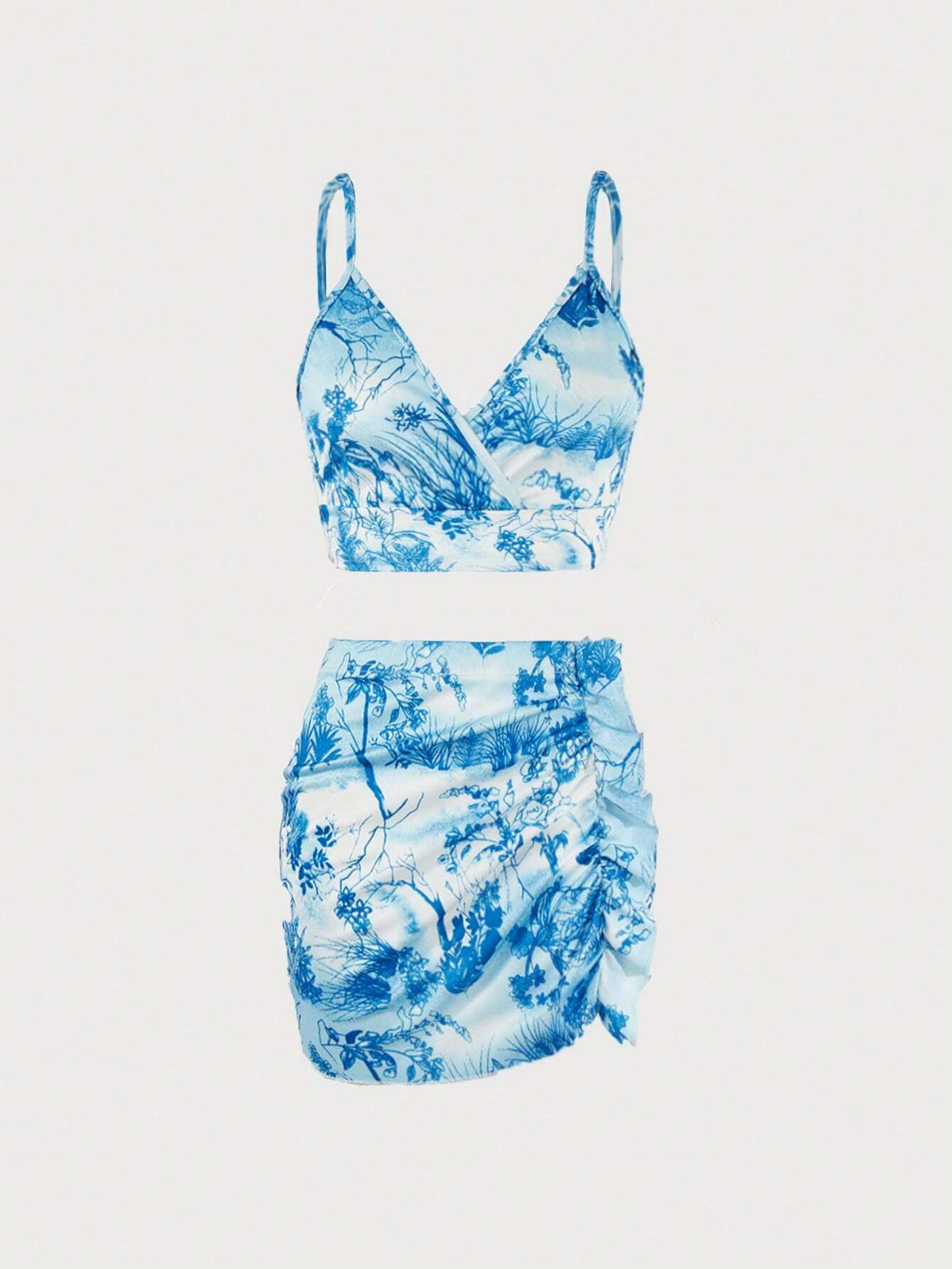 Women's Floral Print Cami Top And Skirt Two-Piece Set