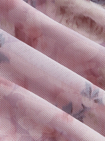 MOD Women's Floral Print Pleated Asymmetric Hem Split Dress