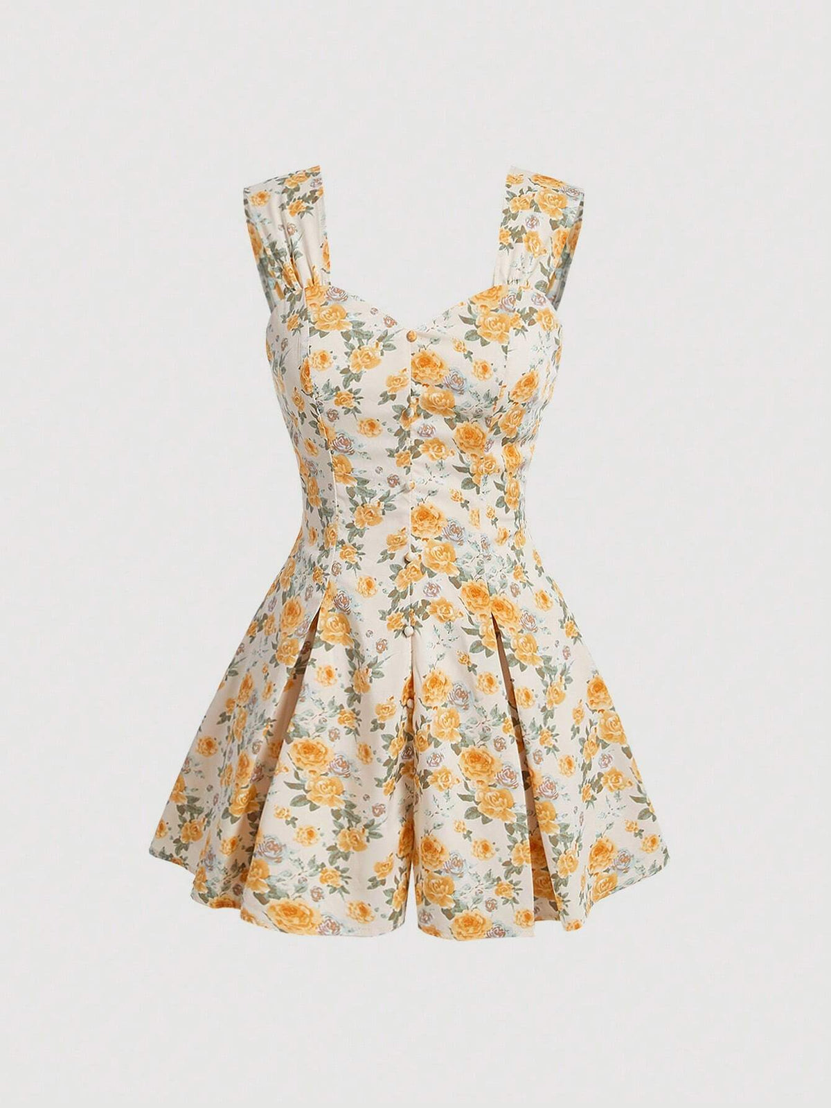 Women's Floral Print Pleated Romper