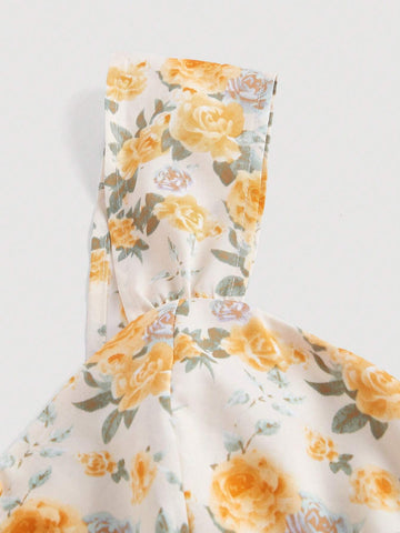 Women's Floral Print Pleated Romper