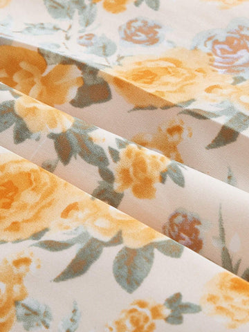 Women's Floral Print Pleated Romper