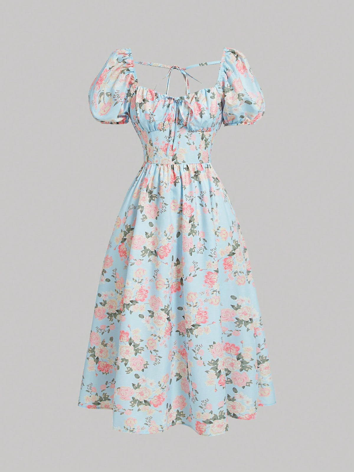 MOD Women's Floral Print Puff Short Sleeve Dress