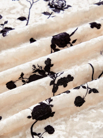 MOD Women's Floral Print Square Neckline Fish Tail Dress