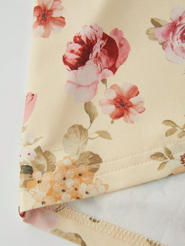 Women's Floral Printed Back Crossed Dress