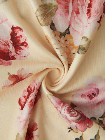Women's Floral Printed Back Crossed Dress