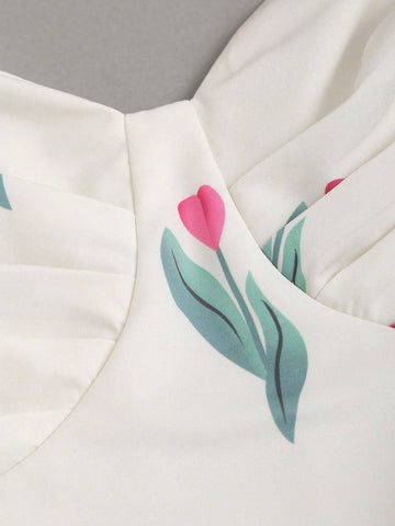 Women's Floral Printed Short Sundress With Ruched Bust And Spaghetti Straps For Spring/Summer