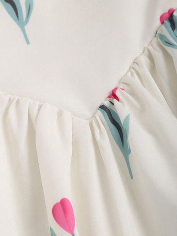 Women's Floral Printed Short Sundress With Ruched Bust And Spaghetti Straps For Spring/Summer