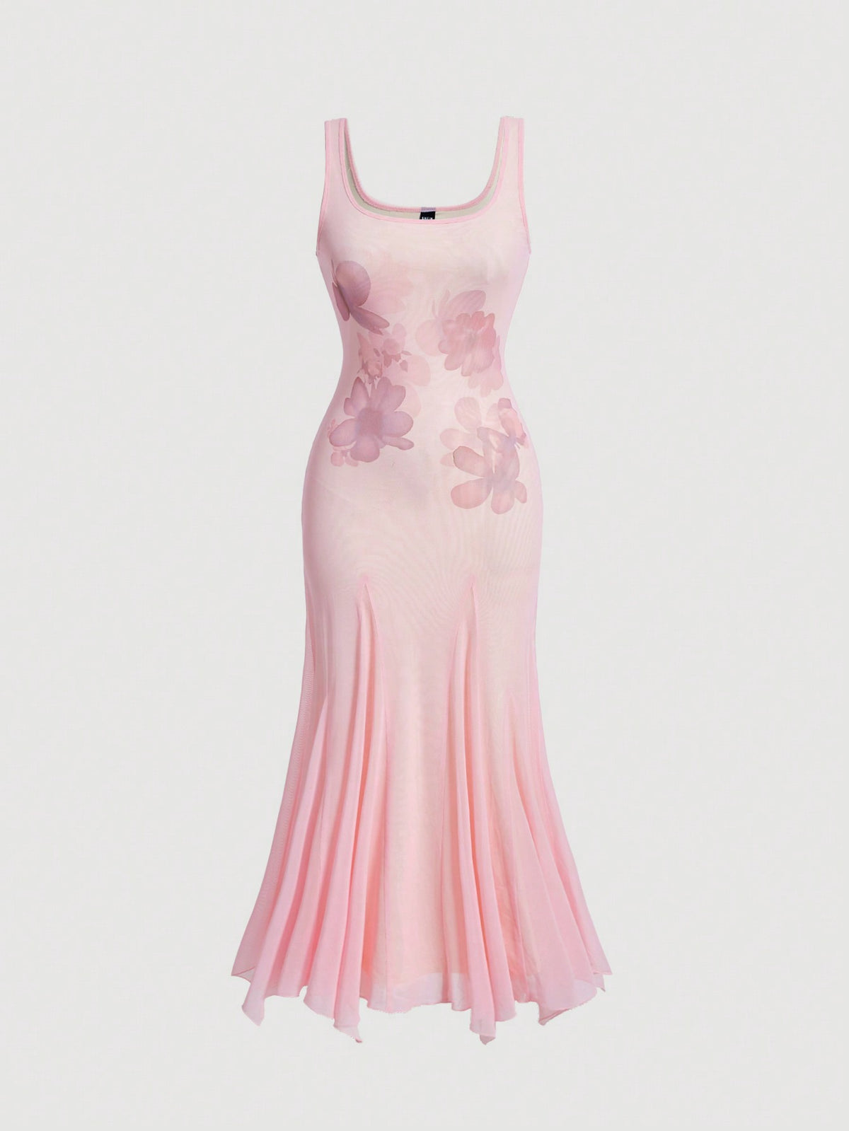 Women's Floral Printed Sleeveless Mermaid Hem Dress