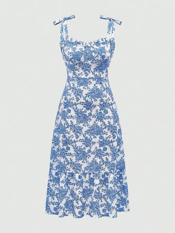 Women's Floral Printed Strappy Dress
