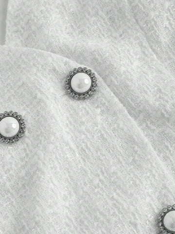 Women's Front Button Decor Halter Elegant White Midi Dress