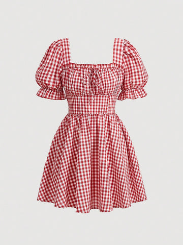MOD Women's Gingham Knot Front Dress