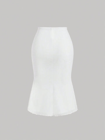 Women's Lace Collar Blouse And Skirt Set