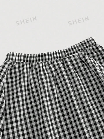 MOD Women's Lace & Plaid Patchwork Skirt