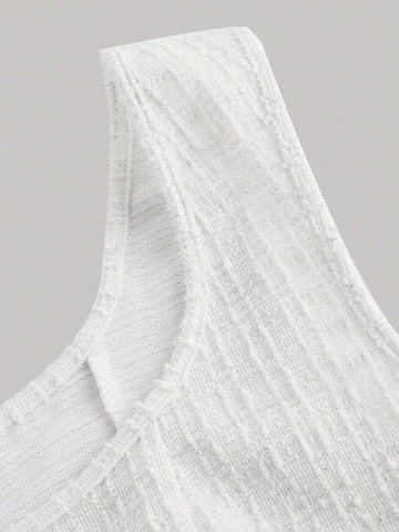 Women's Metal Button Square Neck Elegant Overall Suspender Mini Dress