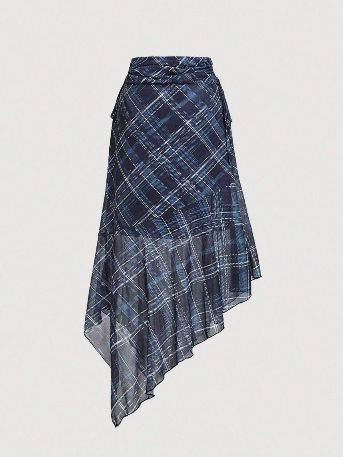MOD Women's Navy Blue Plaid Asymmetrical Skirt,Bow Tie Skirt, Elegant Skirt,Fall/Winter Women Skirt,Renaissance Fair Skirt,Western Skirt,Homecoming Skirt,Halloween Outfits