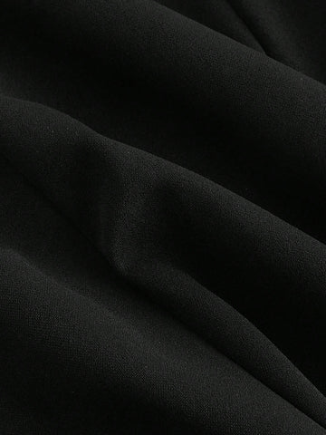 Women's Open Shoulder Contrast Bow Tie Short Dress, Black Cocktail Dress For Party,Black